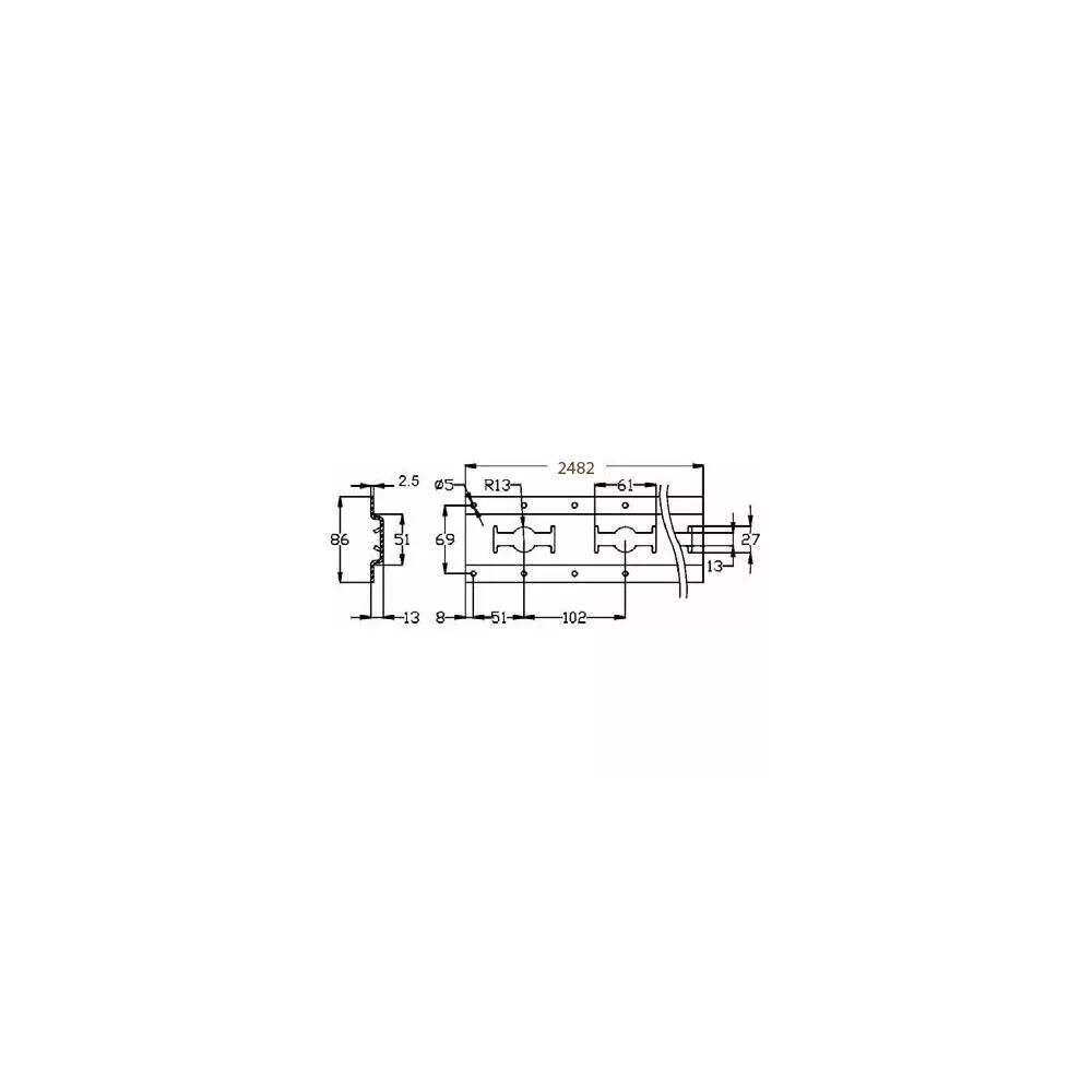 Vertikaali-sidontakisko 2,5 mm