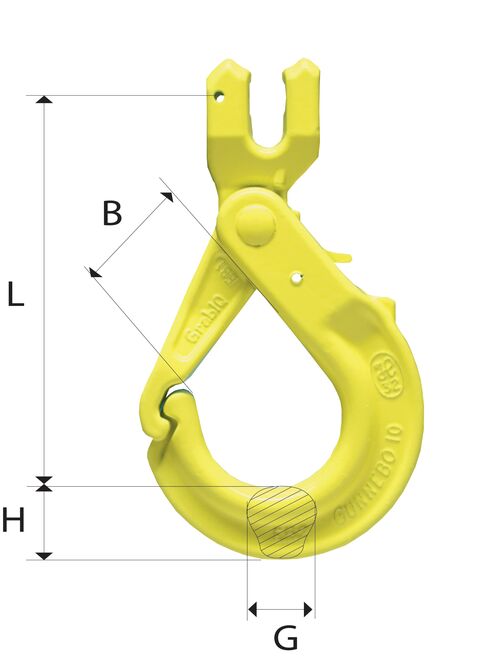 Grabiq Safety hook GBK with Clevis measurements