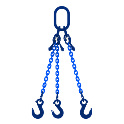 Chain sling 3-legs with latch hooks and grab hooks, grade 100 