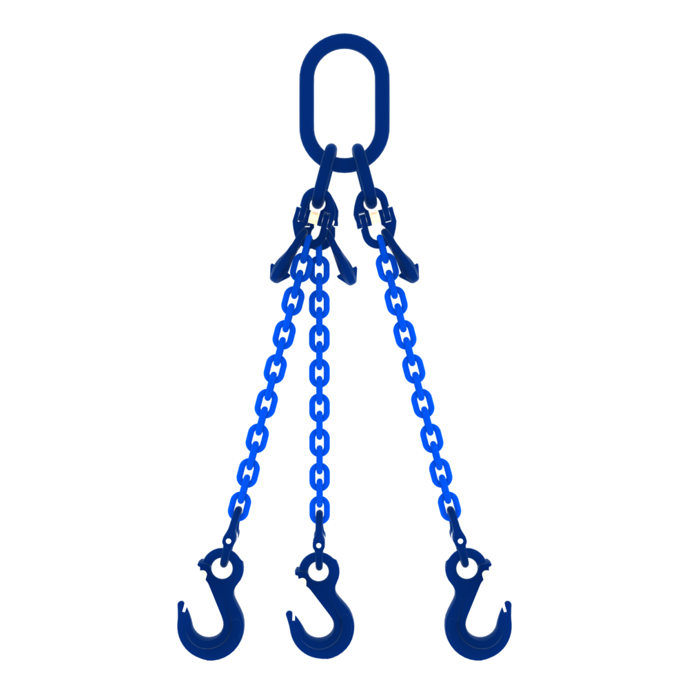 Chain sling 3-legs with latch hooks and grab hooks, grade 100 