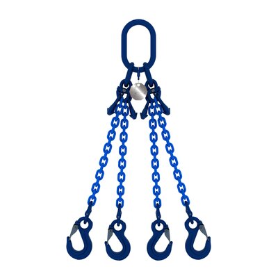 Chain sling 4-legs with latch hooks and grab hooks, grade 100