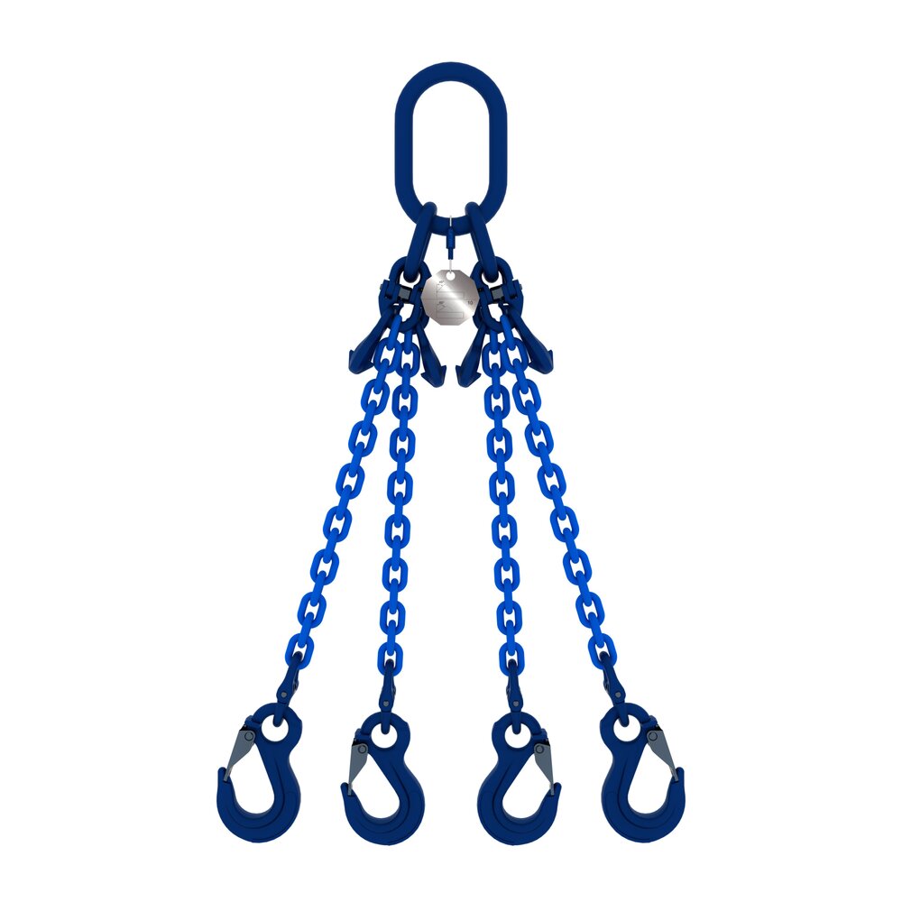 Chain sling 4-legs with latch hooks and grab hooks, grade 100