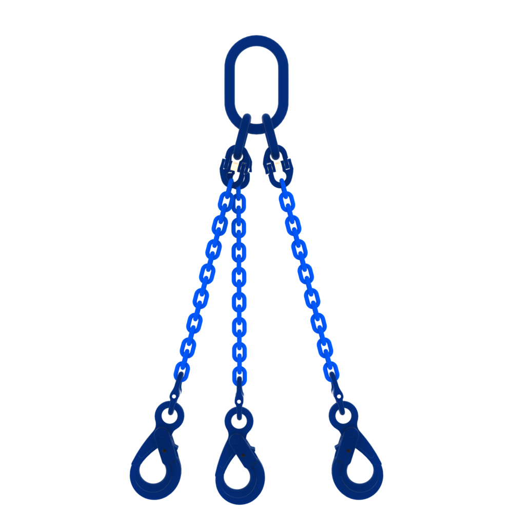 Chain sling 3-legs with safety hooks, grade 100 