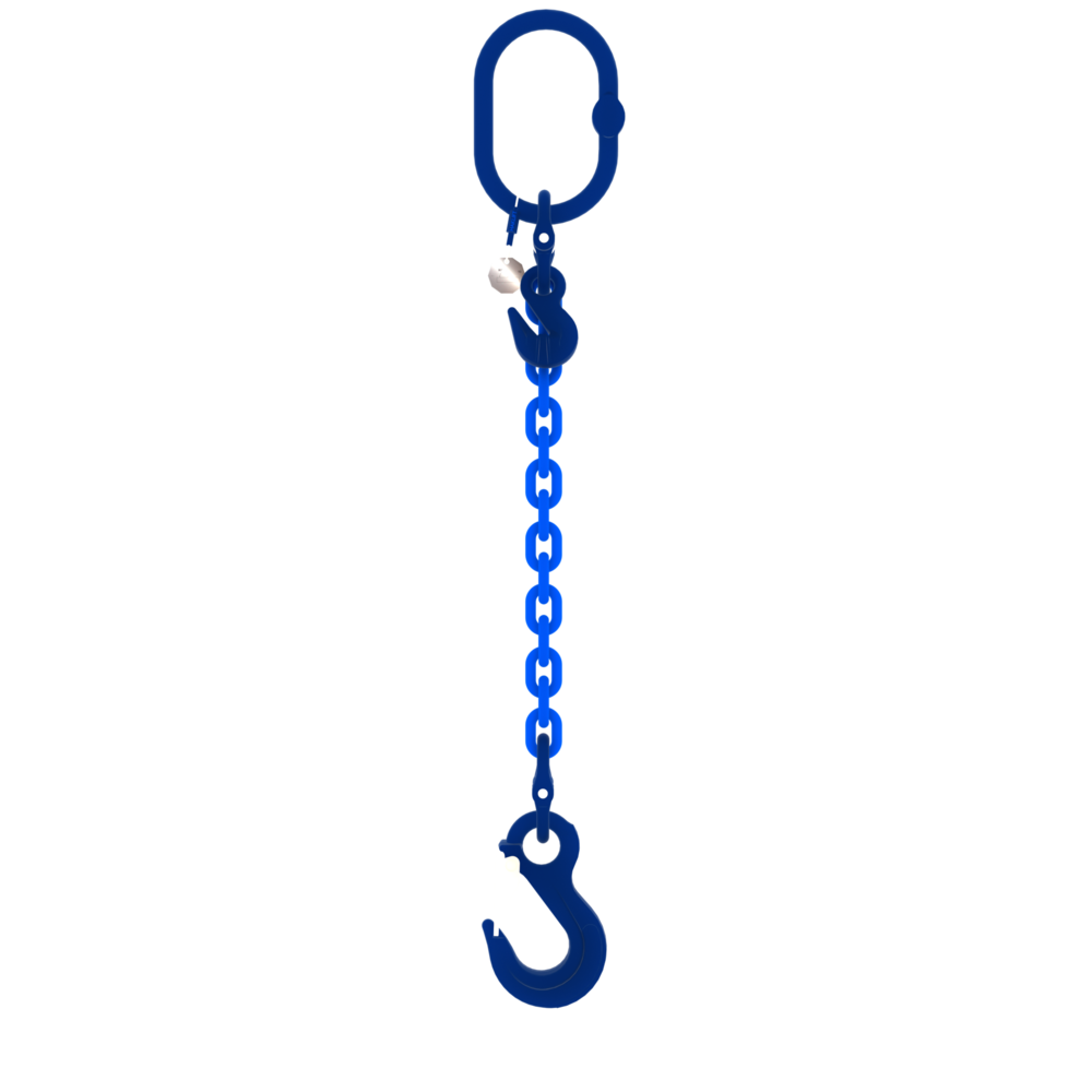 Chain sling 1-leg with latch hook and grab hook, grade 100