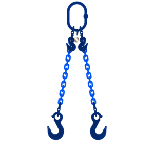 Chain sling 2-legs with latch hooks and grab hooks, grade 100 