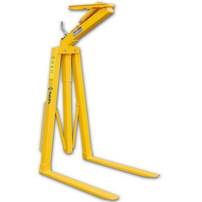 Foldable crane forks with automatic adjustment