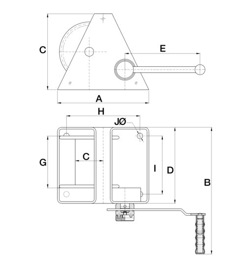 Steel wire rope winches with side handle VAVIN blueprint