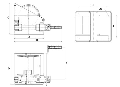 Two-way friction brake steel wire rope winches VAVIN Y blueprint