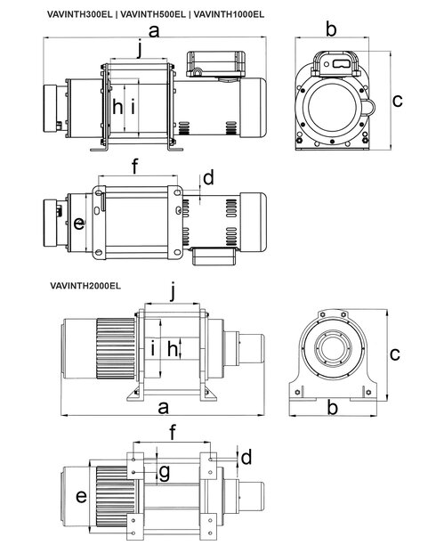 Professional Electric winches 230V/380V 50 Hz VAVINTH EL blueprint