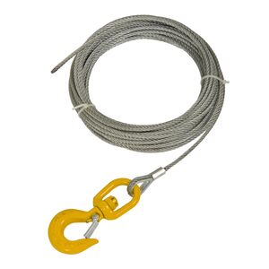 Wire ropes for winches, with swivel latch hook
