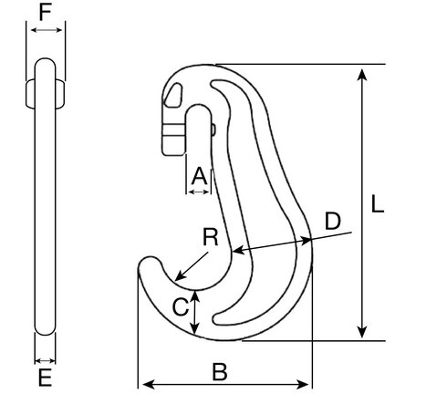 Clevis hooks for long link lashing chains AKOH blueprint