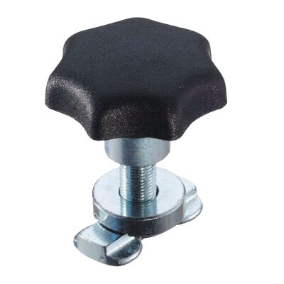 Screw fittings with plastic knob to aircraft tracks
