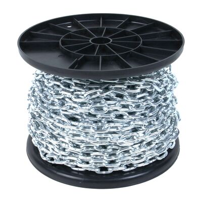 Electro galvanized short link chains on a reels DIN 766