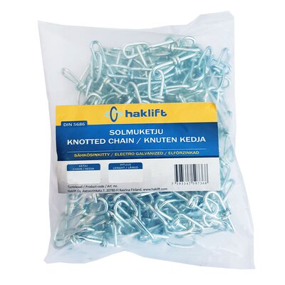 Storage packed electro galvanized knotted chain
