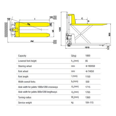 High lift pallet truck