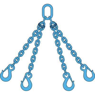 Chain sling 4-legs with latch hooks and grab hooks, grade 100 