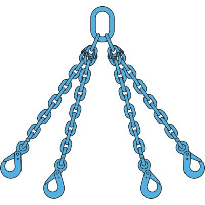Chain sling 4-legs with safety hooks and grab hooks, grade 100 