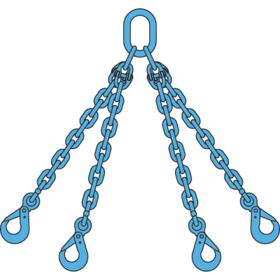 Chain sling 4-legs with safety hooks, grade 100 