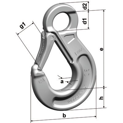 Eye Sling Hook HSWI Stainless Grade 6 drawing