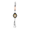 Retractable fall arrester. Snap hook with swivel function and built in fall indicator.