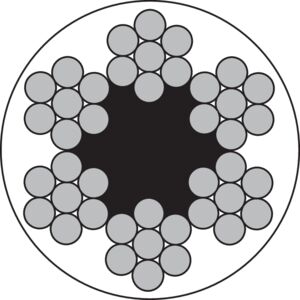 PVC-pinnoitettu teräsköysi 6x7, 6x19